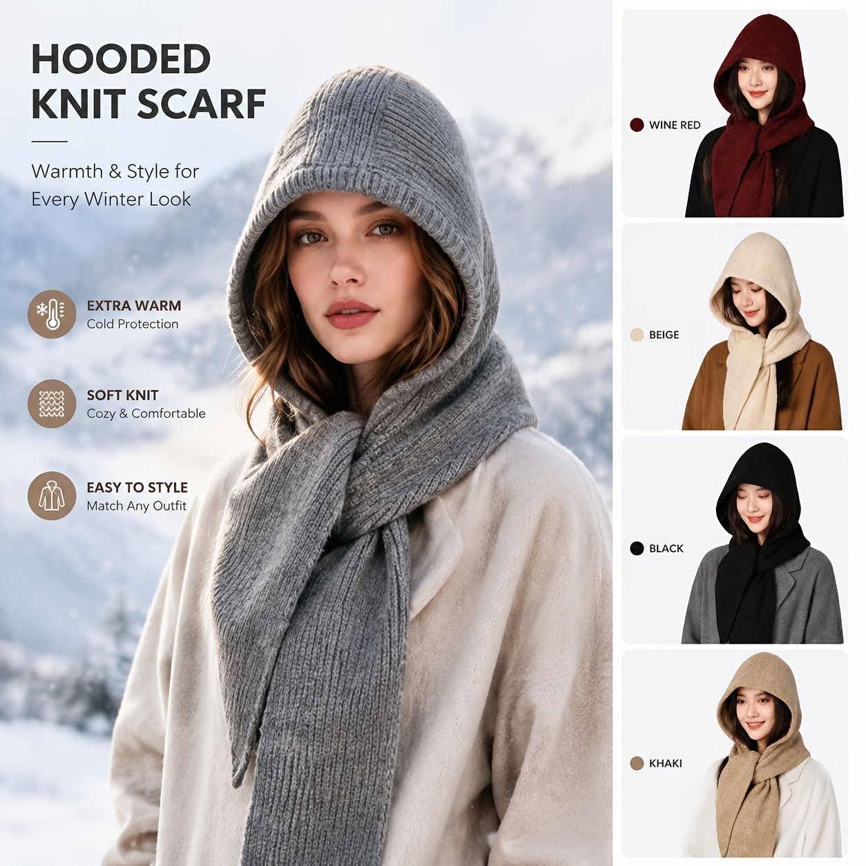 Men Accessories All - Женский и мужской шарф с капюшоном,